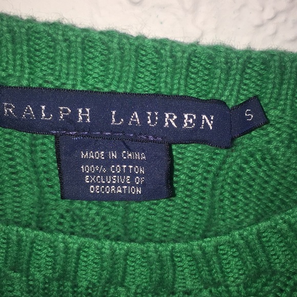 Ralph Lauren green sweater with pink emblem. - Picture 2 of 3